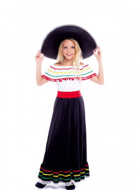 Disfraz de Mexicana con Poncho y Falda para Mujer - MiDisfraz