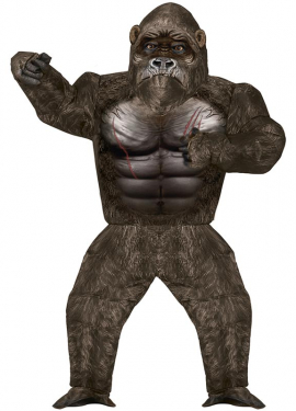 Black Big Kong costume with mask for adults