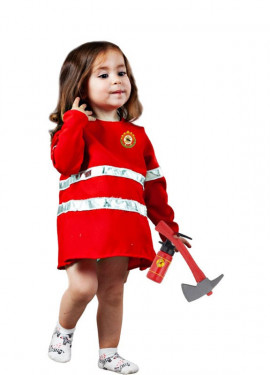 Firefighter costume in red dress for baby and girl