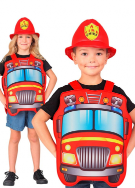 Red Firefighter Costume with Hat for Kids