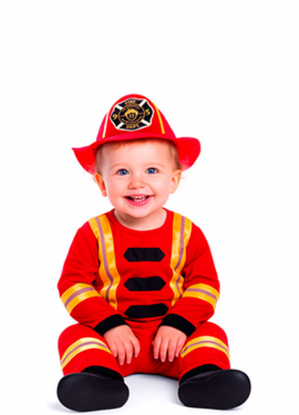 Red and yellow firefighter costume for babies and children