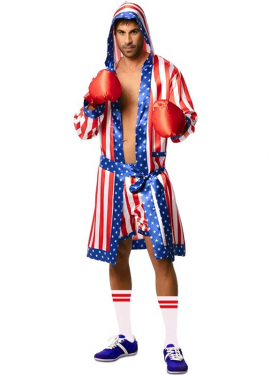 USA Professional Boxer Costume with Belt for Men