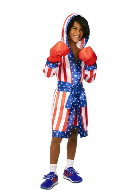 USA Professional Boxer Costume with Belt for Kids