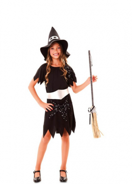 Black and White Witch Costume for Girl