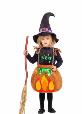 Witch with Flames costume for girl and baby