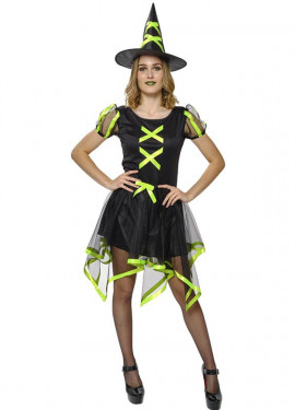 Green neon Cuca Witch costume for women