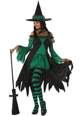 Smaragdgrünes Hexenkostüm für Damen