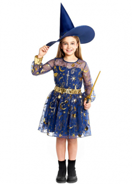 Blue Esoteric Witch Costume for Girls