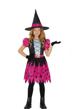 Costume da Strega Stelle Fucsia per Bambina