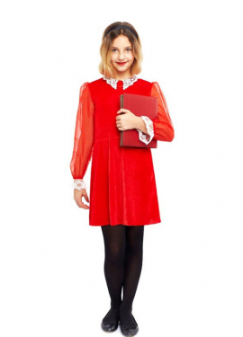 Young witch costume red dress for girl