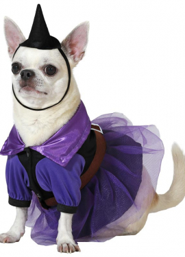 Purple Witch Costume with Hat for Dogs