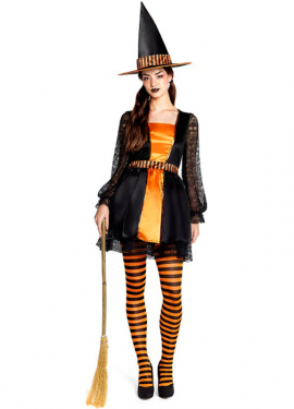 Orange Lace Witch Costume for Women