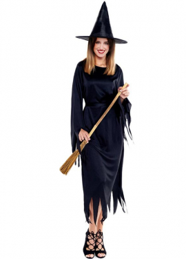 Black witch costume with spikes for women