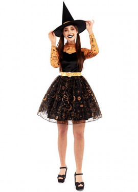 Black and orange witch costume for teenagers