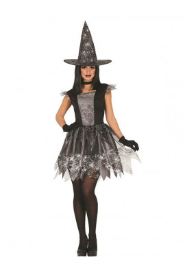 Teen Silver Spiderweb Witch Costume