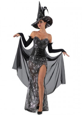 Flirty black cobwebs witch costume for women