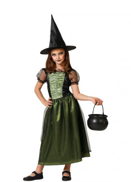 Dark green witch costume for girls