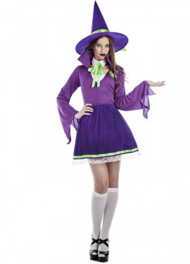 Disfraz de Bruja violeta para mujer