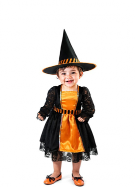 Orange Witch Costume with Lace for Baby