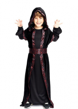 Dark Wizard Costume with Hood and Belt for Boys