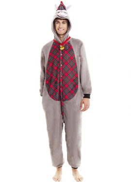 Adult Christmas Tartan Hooded Donkey Costume