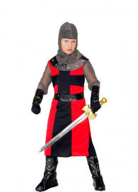 Medieval Knight costume with black and red bracelets for children