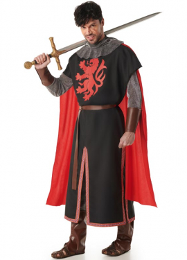 Medieval Knight Black Lion Costume for Men