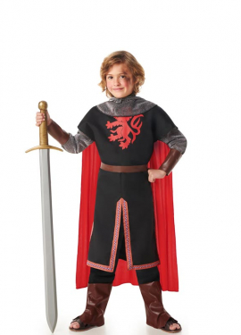 Medieval Knight Black Lion Costume for Kids