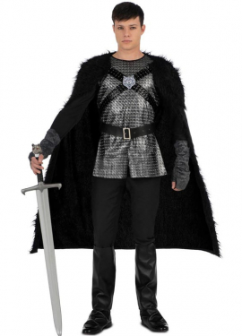 Black Medieval Knight Costume with Cape for Men