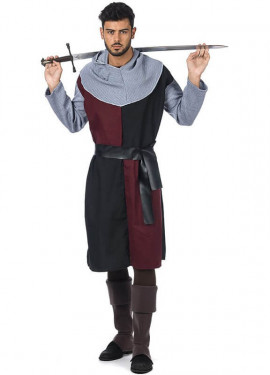 Costume Cavaliere Templare Medievale Uomo - Tunica Con Croce, Poliestere