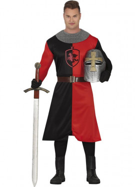 Red and black Medieval Knight costume for men