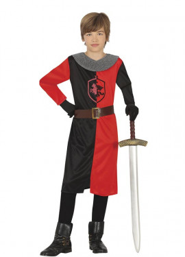 Red and black Medieval Knight costume for children