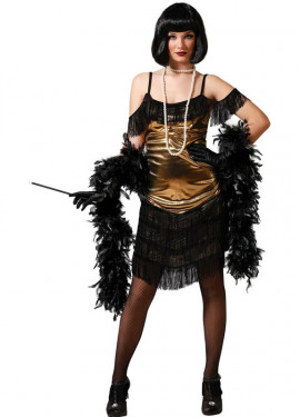 Women's Black and Gold Cabaret Costume