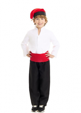 Costume Caganer bianco e nero con fascia per bambino