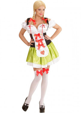 Bavarian waitress costume with red bows for women