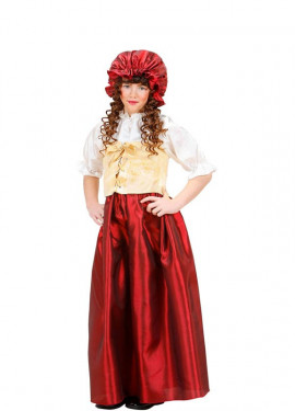 Costume da contadina beige e rosso per bambina