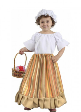 Fato de camponês medieval branco para bebé e menina