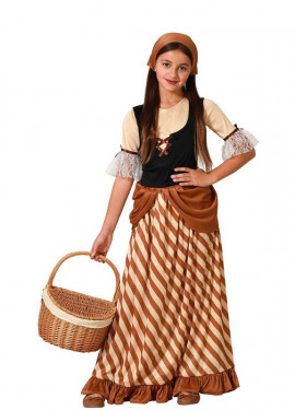 Brown Medieval Peasant Costume for Girls