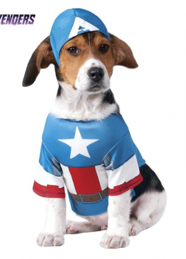 Captain America Kostüm mit Hut für Hund