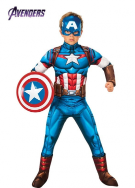 Deluxe muskulöses Captain America-Kostüm für Jungen