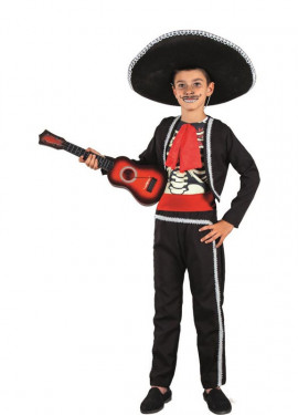 Catr�n costume with skeleton bib for children and teenagers