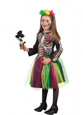 Catrina costume with skeleton shirt for girls and teenagers