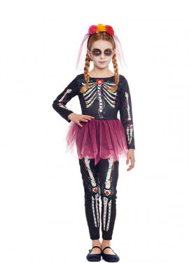 Halloween - Fato Catrinita Girl - Dia dos Mortos - Esqueleto