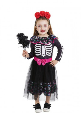 Pink Catrina costume with belt for baby and girl