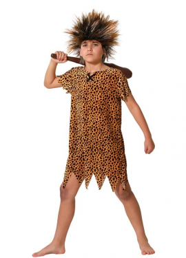 Costume da uomo delle caverne con stampa animalier per bambino