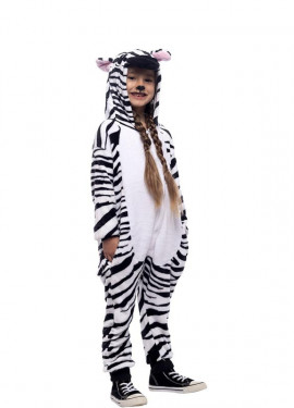 Fato de zebra com capuz para criança