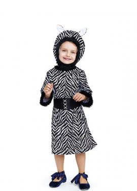 Fato de zebra com vestido e chapéu para menina