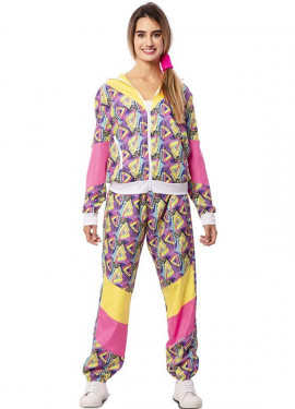 Green Printed 90s Tracksuit Costume for Women