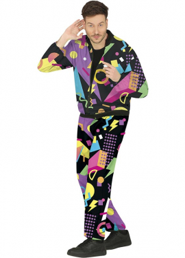 Men's 80s Black Tracksuit Costume