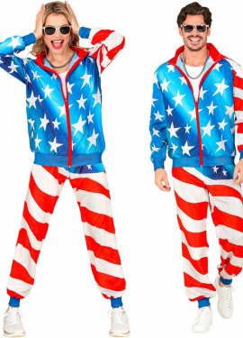 Party Fashion USA Neon Tracksuit Costume for Adults